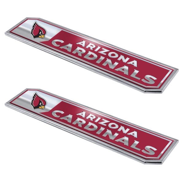 Arizona Cardinals 2 Piece Heavy Duty Aluminum Embossed Truck Emblem Set 1