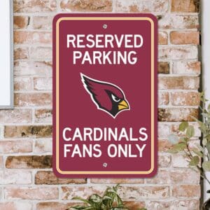 Arizona Cardinals Team Color Reserved Parking Sign Décor 18in. X 11.5in. Lightweight