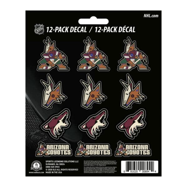 Arizona Coyotes 12 Count Mini Decal Sticker Pack 30826 1