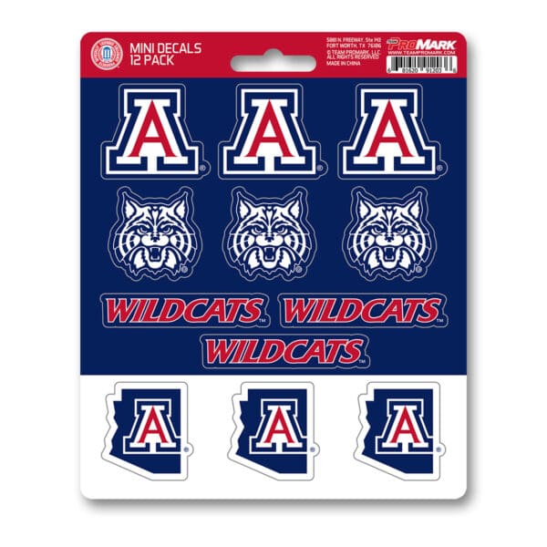 Arizona Wildcats 12 Count Mini Decal Sticker Pack 1