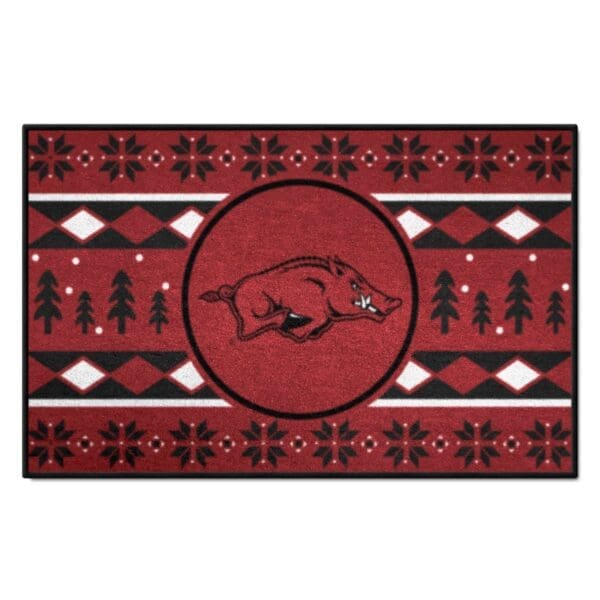 Arkansas Razorbacks Holiday Sweater Starter Mat Accent Rug 19in. x 30in 1 scaled