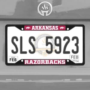 Arkansas Razorbacks Metal License Plate Frame Black Finish