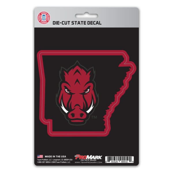 Arkansas Razorbacks Team State Shape Decal Sticker 1