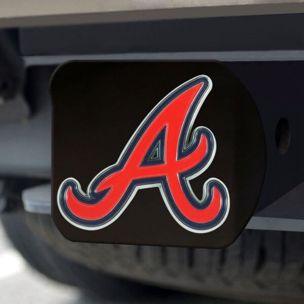 Atlanta Braves Black Metal Hitch Cover - 3D Color Emblem