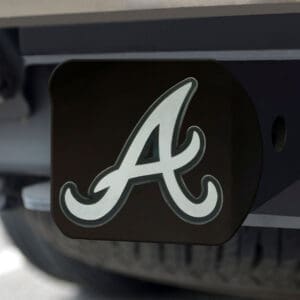 Atlanta Braves Black Metal Hitch Cover with Metal Chrome 3D Emblem