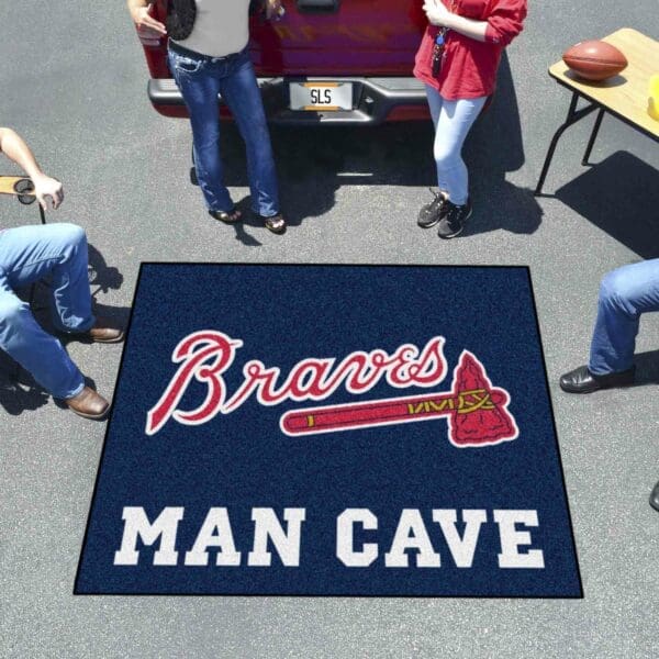 Atlanta Braves "Braves" Script Logo Man Cave Tailgater Rug - 5ft. x 6ft.