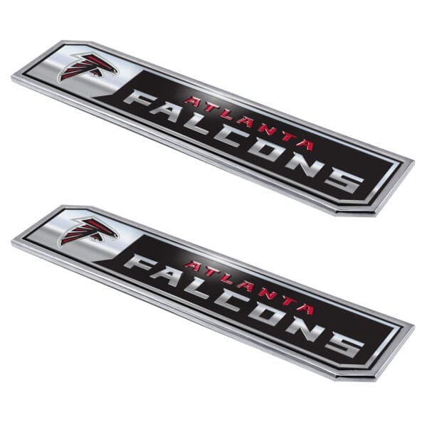 Atlanta Falcons 2 Piece Heavy Duty Aluminum Embossed Truck Emblem Set 1