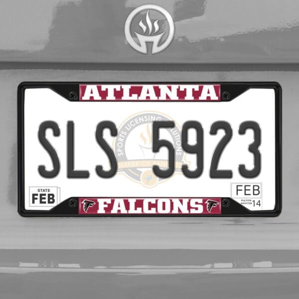Atlanta Falcons Metal License Plate Frame Black Finish