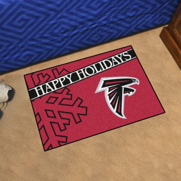 Atlanta Falcons Starter Mat Accent Rug - 19in. x 30in. Happy Holidays Starter Mat