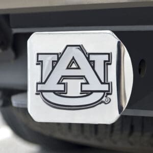 Auburn Tigers Chrome Metal Hitch Cover with Chrome Metal 3D Emblem