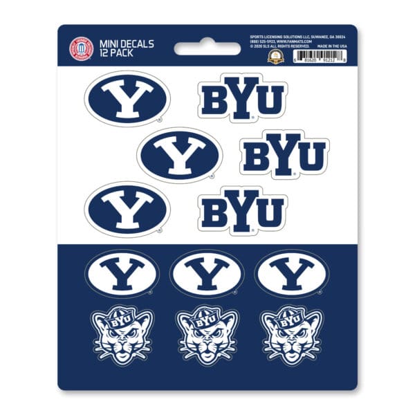 BYU Cougars 12 Count Mini Decal Sticker Pack 1