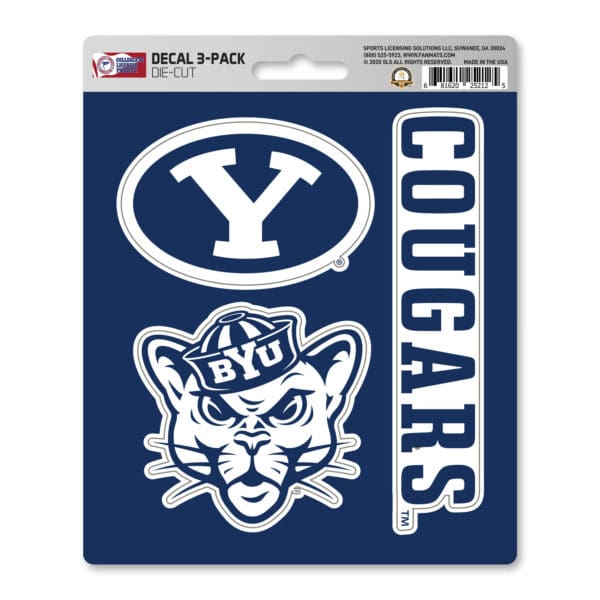 BYU Cougars 3 Piece Decal Sticker Set 1