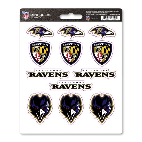 Baltimore Ravens 12 Count Mini Decal Sticker Pack 1