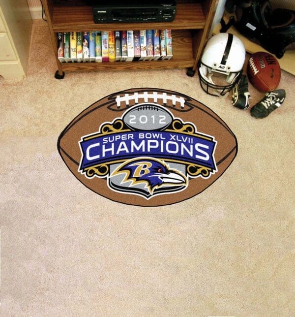 Baltimore Ravens 2013 Super Bowl XLVII Champions Football Rug - 20.5in. x 32.5in.