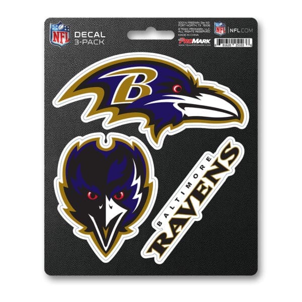 Baltimore Ravens 3 Piece Decal Sticker Set 1