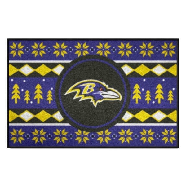 Baltimore Ravens Holiday Sweater Starter Mat Accent Rug 19in. x 30in 1 scaled