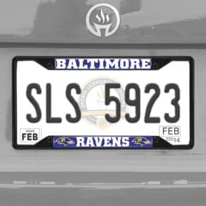 Baltimore Ravens Metal License Plate Frame Black Finish