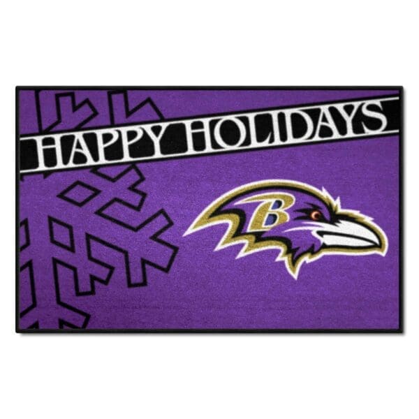 Baltimore Ravens Starter Mat Accent Rug 19in. x 30in. Happy Holidays Starter Mat 1 scaled