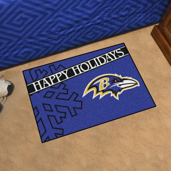 Baltimore Ravens Starter Mat Accent Rug - 19in. x 30in. Happy Holidays Starter Mat
