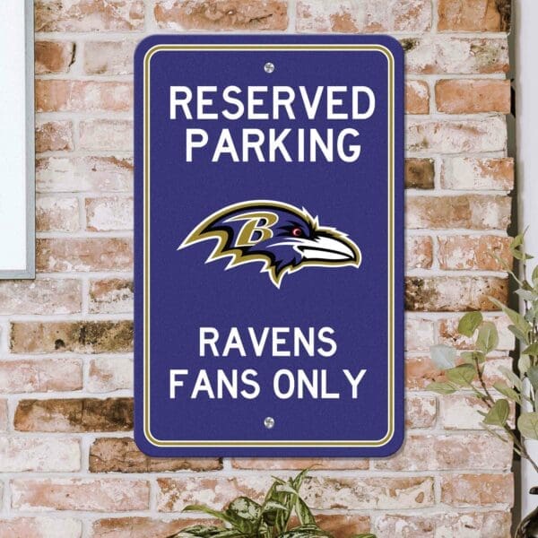 Baltimore Ravens Team Color Reserved Parking Sign Décor 18in. X 11.5in. Lightweight