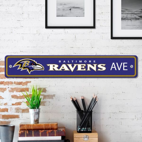Baltimore Ravens Team Color Street Sign Décor 4in. X 24in. Lightweight