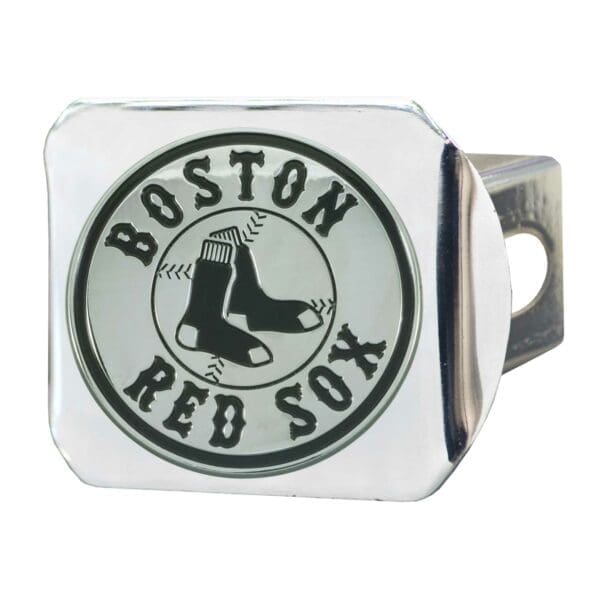 Boston Red Sox Chrome Metal Hitch Cover with Chrome Metal 3D Emblem 1