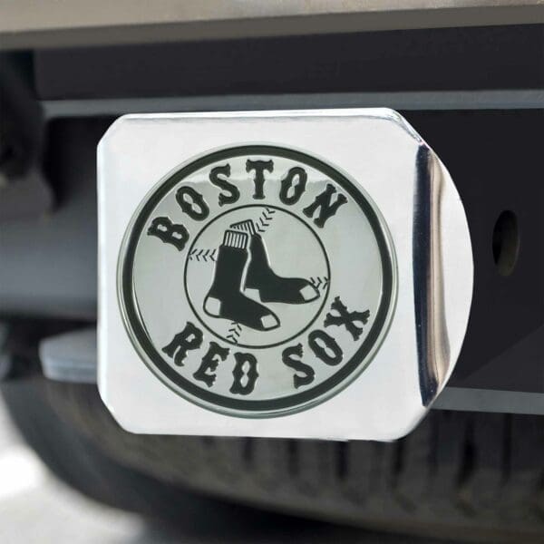 Boston Red Sox Chrome Metal Hitch Cover with Chrome Metal 3D Emblem