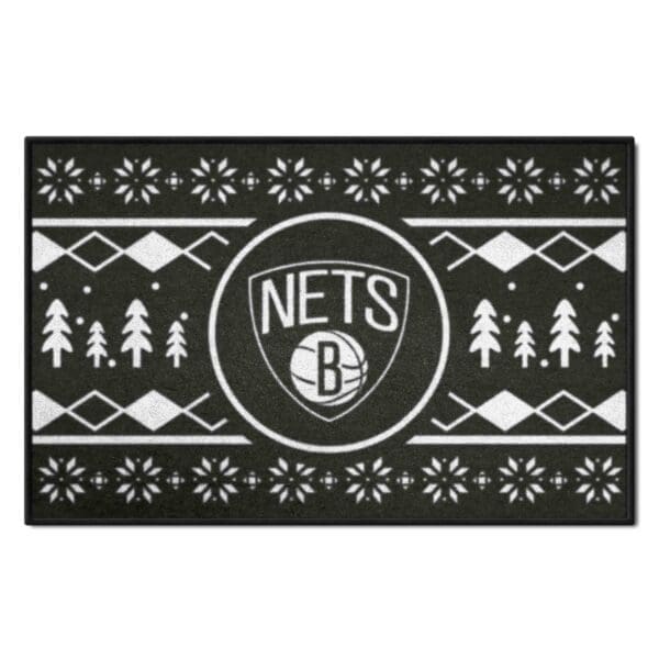 Brooklyn Nets Holiday Sweater Starter Mat Accent Rug 19in. x 30in. 26817 1 scaled