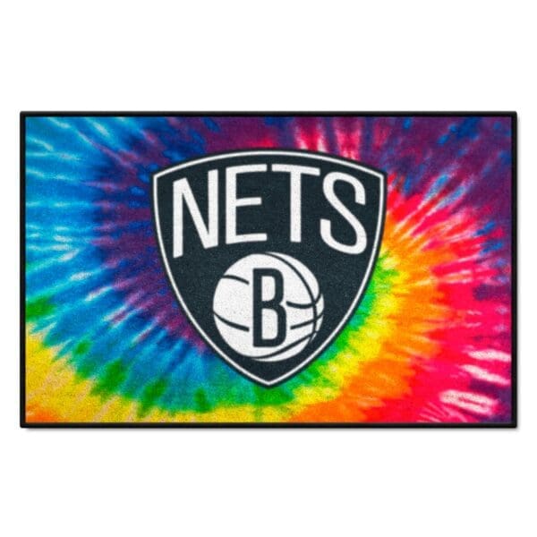 Brooklyn Nets Tie Dye Starter Mat Accent Rug 19in. x 30in. 34371 1 scaled
