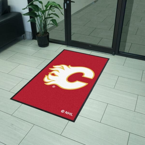 Calgary Flames 3X5 High-Traffic Mat with Durable Rubber Backing - Portrait Orientation-12838