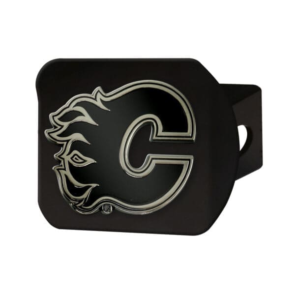 Calgary Flames Black Metal Hitch Cover with Metal Chrome 3D Emblem 21000 1