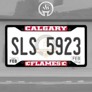 Calgary Flames Metal License Plate Frame Black Finish-31828