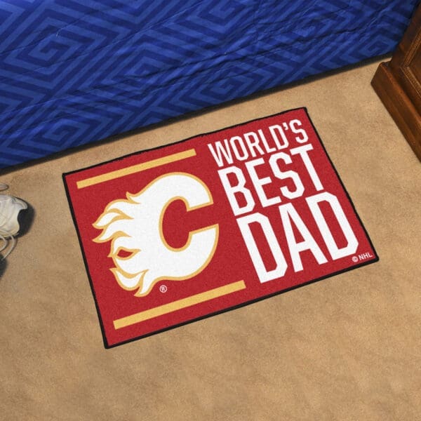 Calgary Flames Starter Mat Accent Rug - 19in. x 30in. World's Best Dad Starter Mat-31148