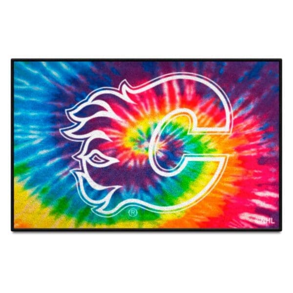 Calgary Flames Tie Dye Starter Mat Accent Rug 19in. x 30in. 34468 1 scaled