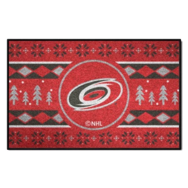 Carolina Hurricanes Holiday Sweater Starter Mat Accent Rug 19in. x 30in. 26849 1 scaled
