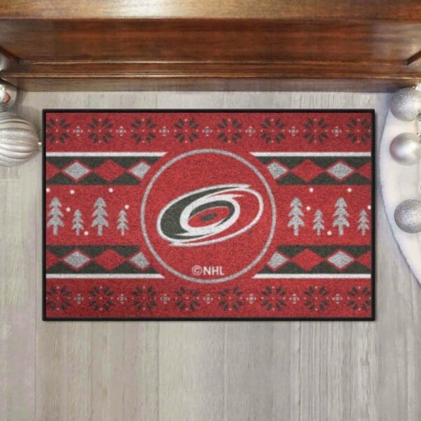 Carolina Hurricanes Holiday Sweater Starter Mat Accent Rug - 19in. x 30in.-26849
