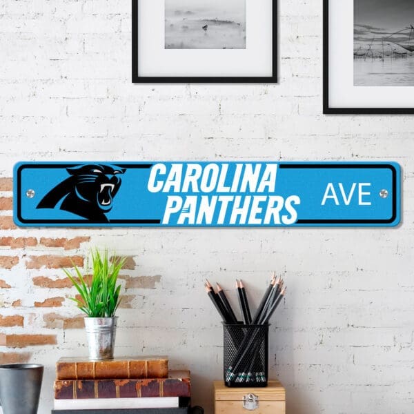 Carolina Panthers Team Color Street Sign Décor 4in. X 24in. Lightweight