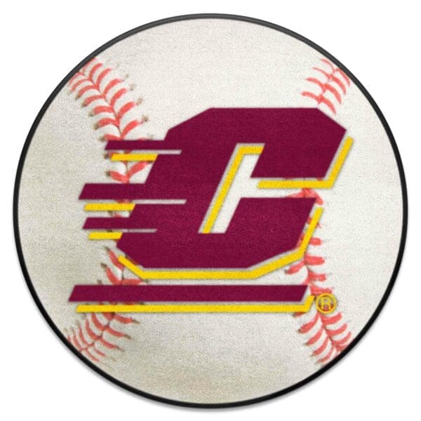 Central Michigan Chippewas Baseball Rug 27in. Diameter 1 scaled
