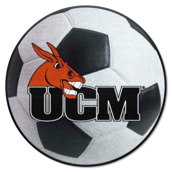 Central Missouri Mules Soccer Ball Rug 27in. Diameter 1 scaled