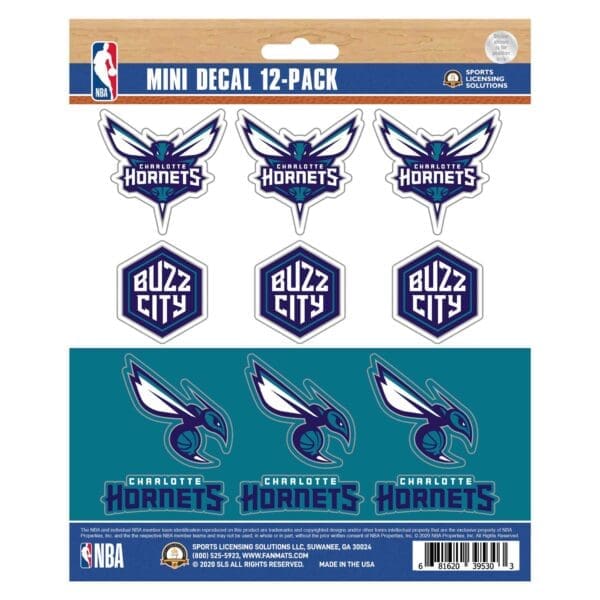 Charlotte Hornets 12 Count Mini Decal Sticker Pack 63294 1
