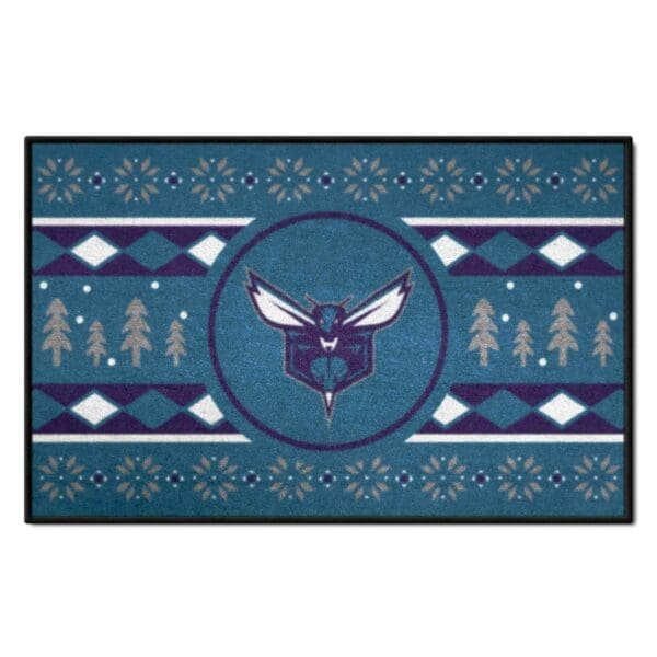 Charlotte Hornets Holiday Sweater Starter Mat Accent Rug 19in. x 30in. 26818 1 scaled