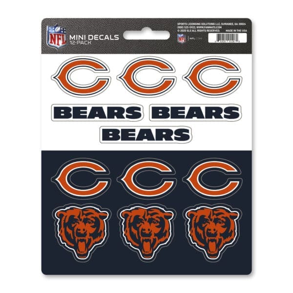 Chicago Bears 12 Count Mini Decal Sticker Pack 1