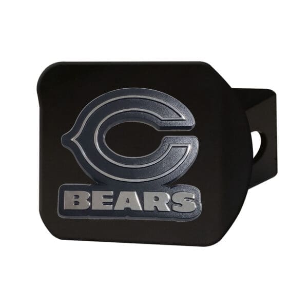 Chicago Bears Black Metal Hitch Cover with Metal Chrome 3D Emblem 1 1