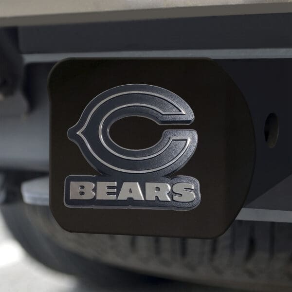Chicago Bears Black Metal Hitch Cover with Metal Chrome 3D Emblem