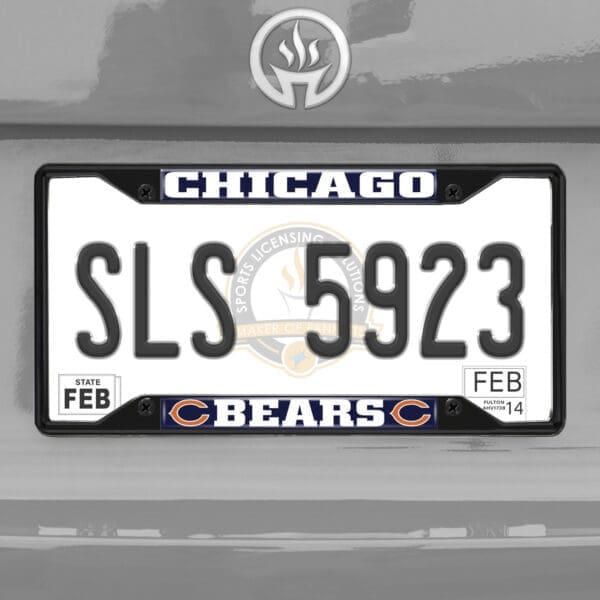 Chicago Bears Metal License Plate Frame Black Finish