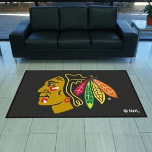 Chicago Blackhawks 4X6 High-Traffic Mat with Durable Rubber Backing - Landscape Orientation-12843