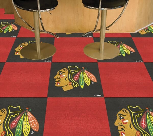 Chicago Blackhawks Team Carpet Tiles - 45 Sq Ft.-10707