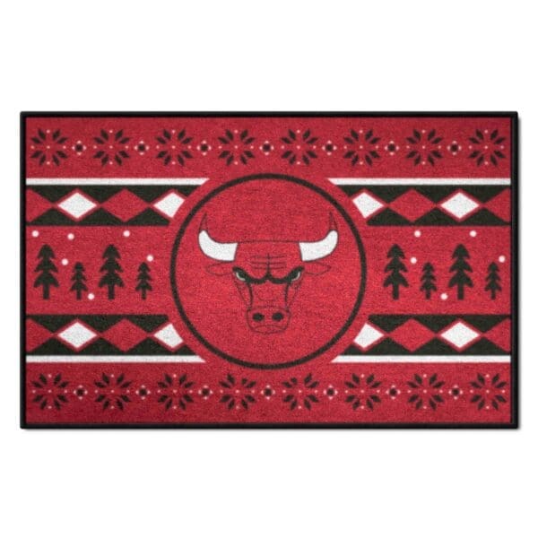 Chicago Bulls Holiday Sweater Starter Mat Accent Rug 19in. x 30in. 26819 1 scaled