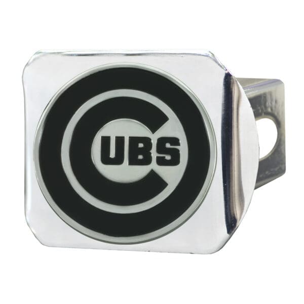 Chicago Cubs Chrome Metal Hitch Cover with Chrome Metal 3D Emblem 1
