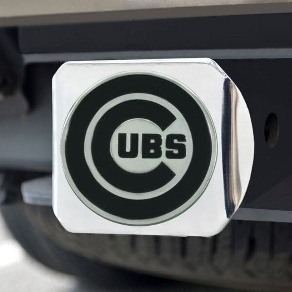 Chicago Cubs Chrome Metal Hitch Cover with Chrome Metal 3D Emblem